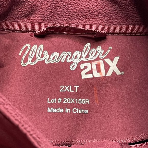Wrangler 20X Red Softshell Long Live Cowboys Full Zip Jacket Mens 2XLT - Picture 2 of 8